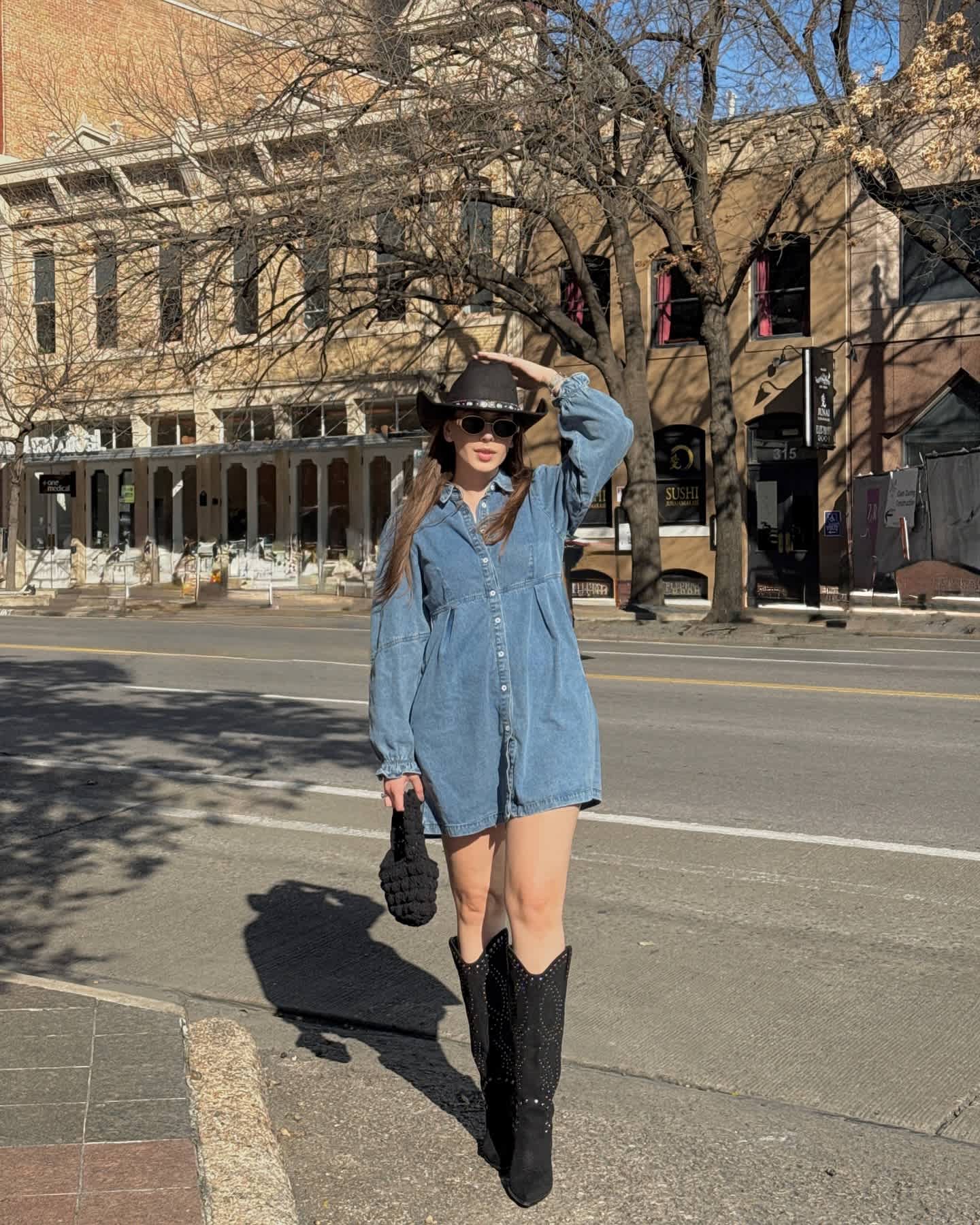 denim dress outfit