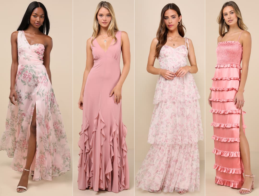 pink mismatched bridesmaid dresses