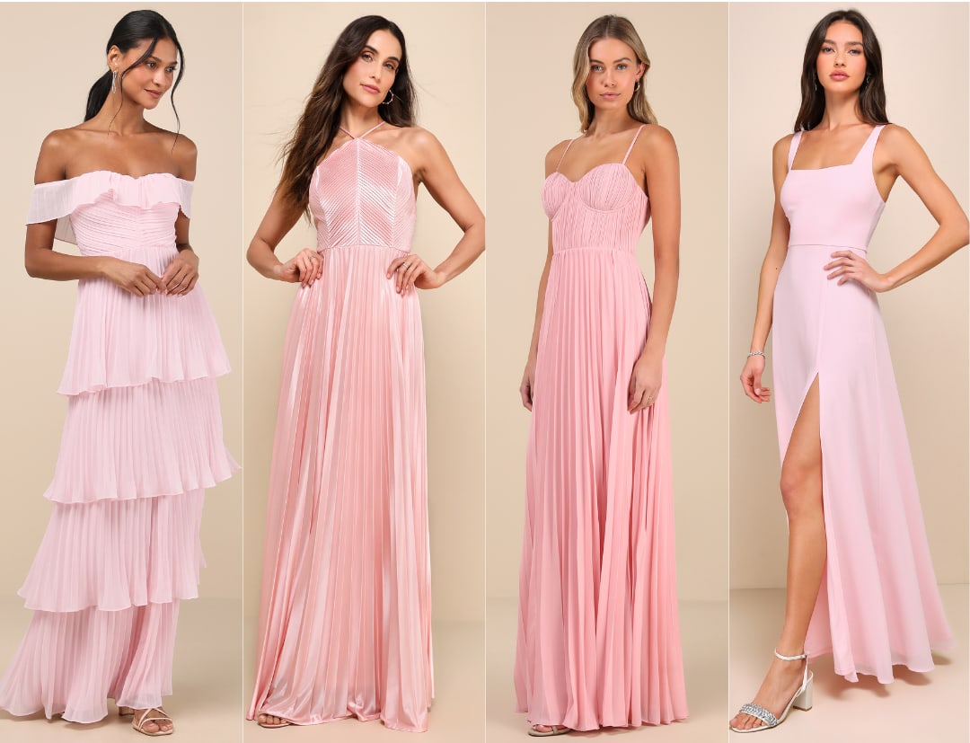 light pink mismatched bridesmaid dresses