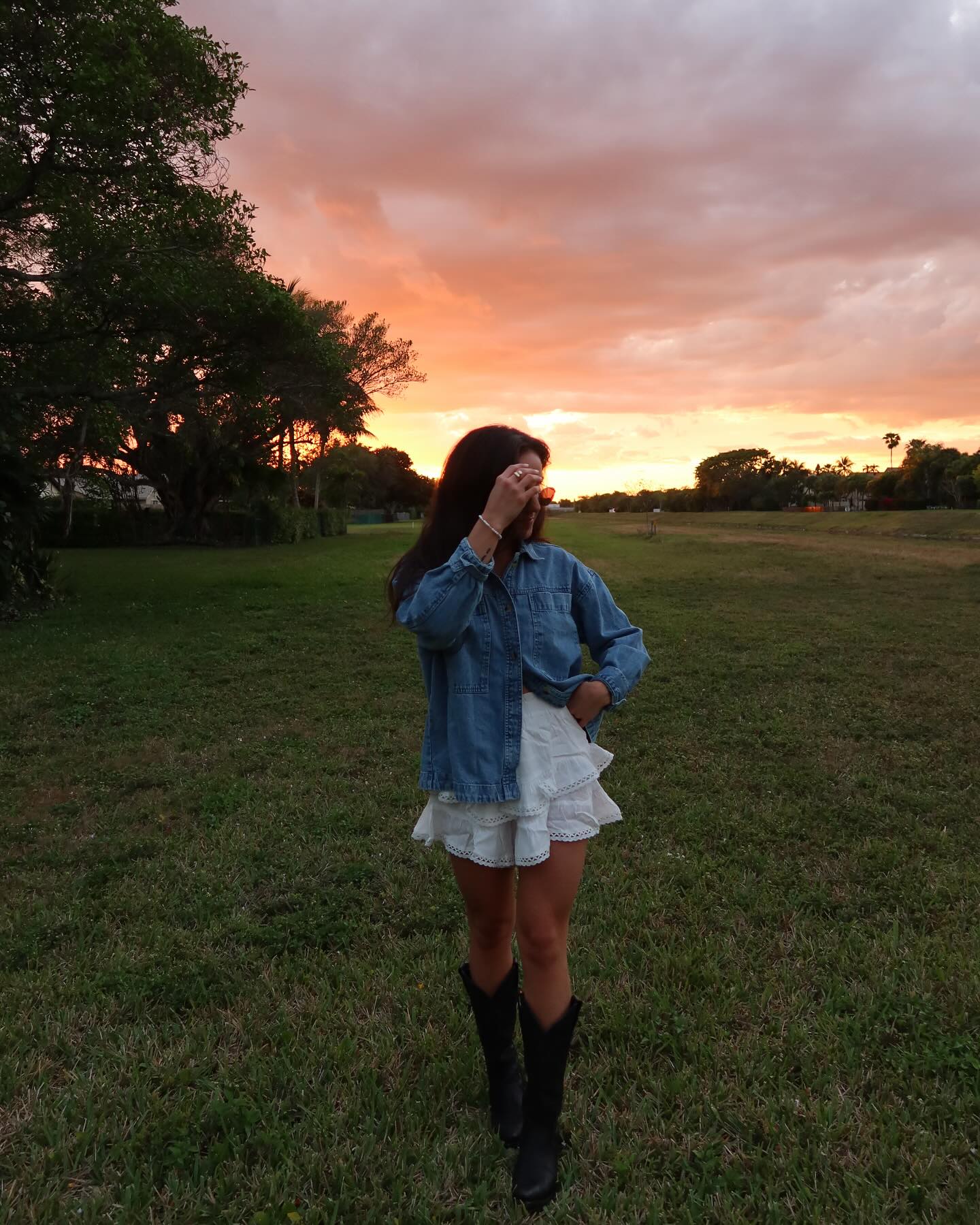 chambray button up top