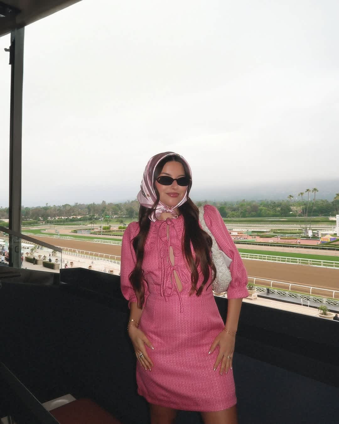 pink puff sleeve tie front dress