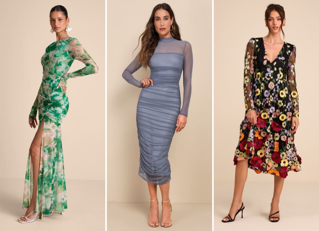 long sleeve wedding guest dresses