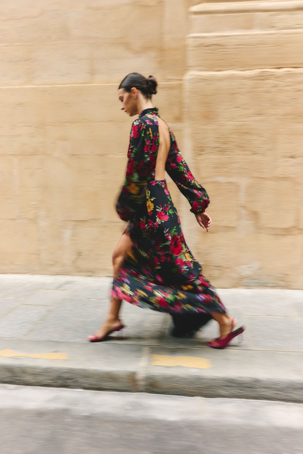 black floral burnout backless maxi dress