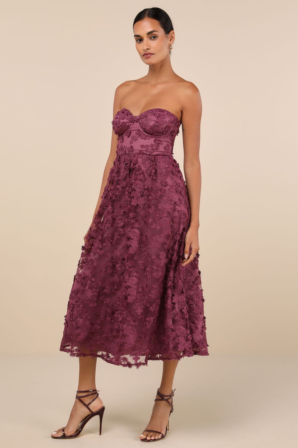 floral 3d midi dress