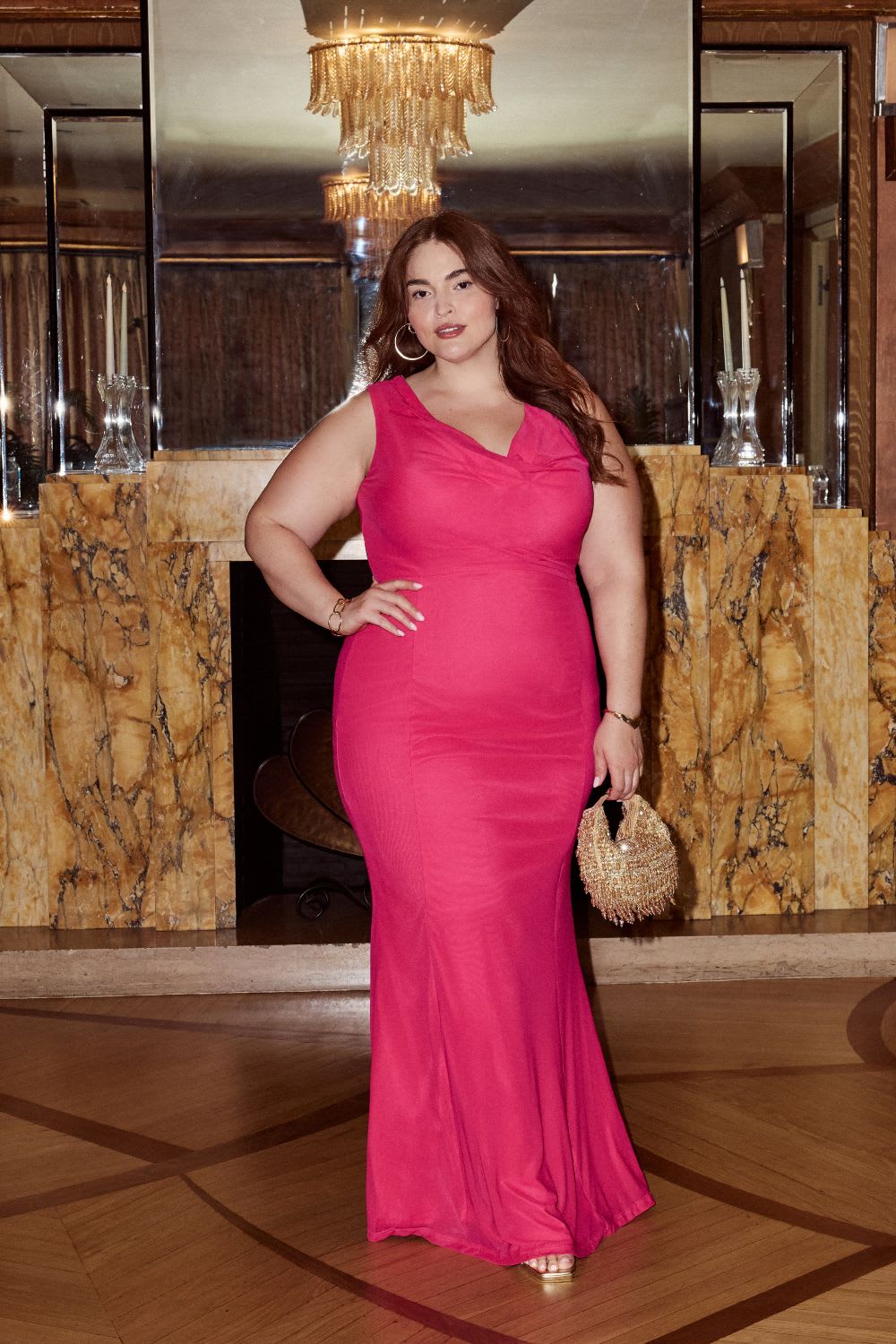 fuchsia mermaid maxi dress