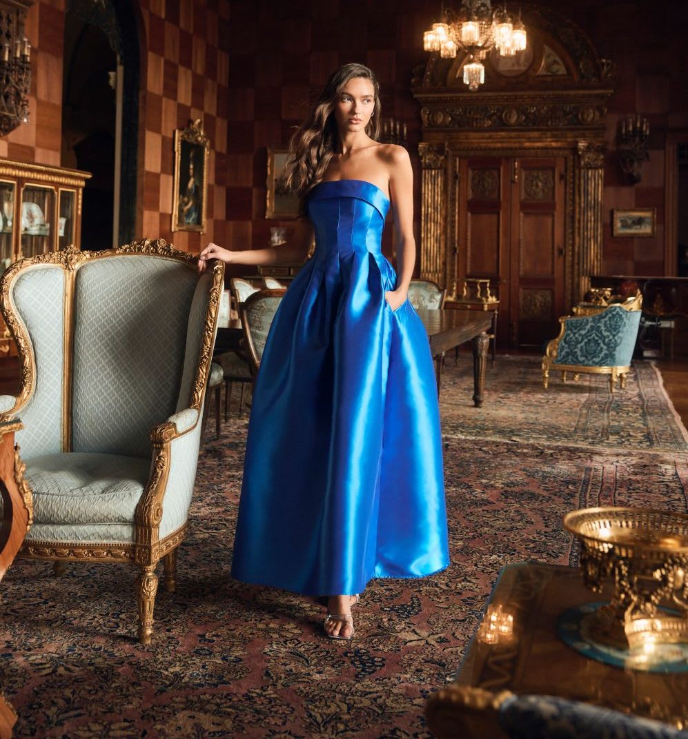 bright blue bridesmaid dress