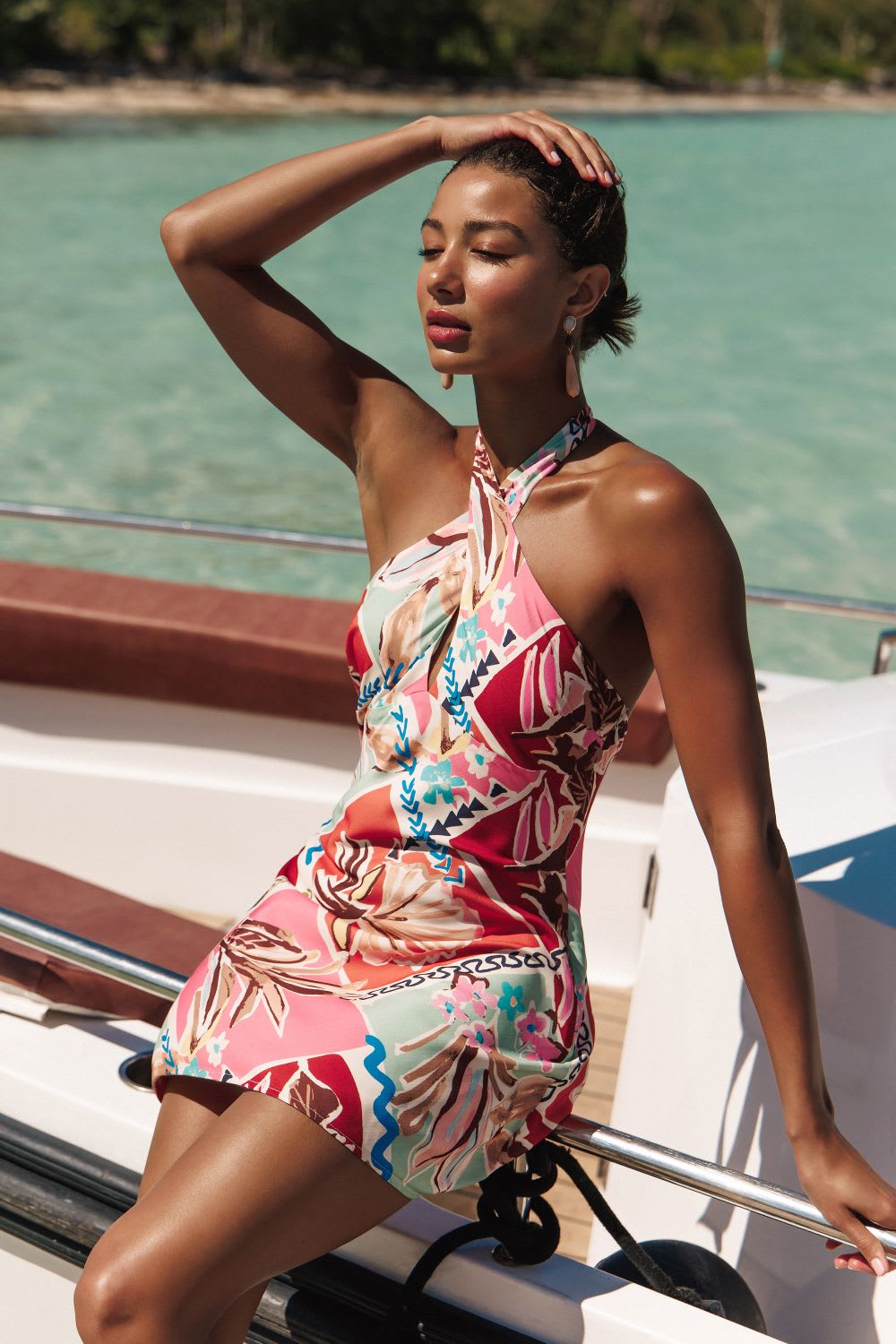 tropical print mini dress
