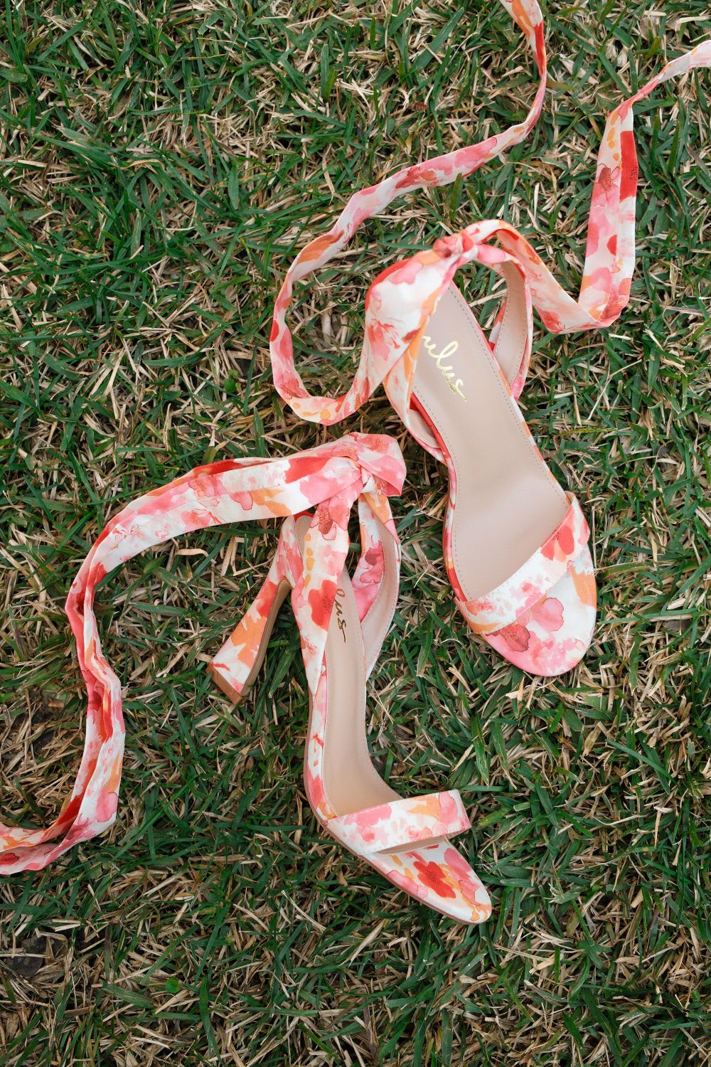 floral print wrap heels