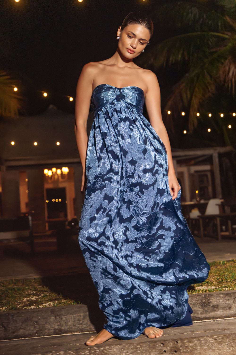 burnout strapless maxi dress
