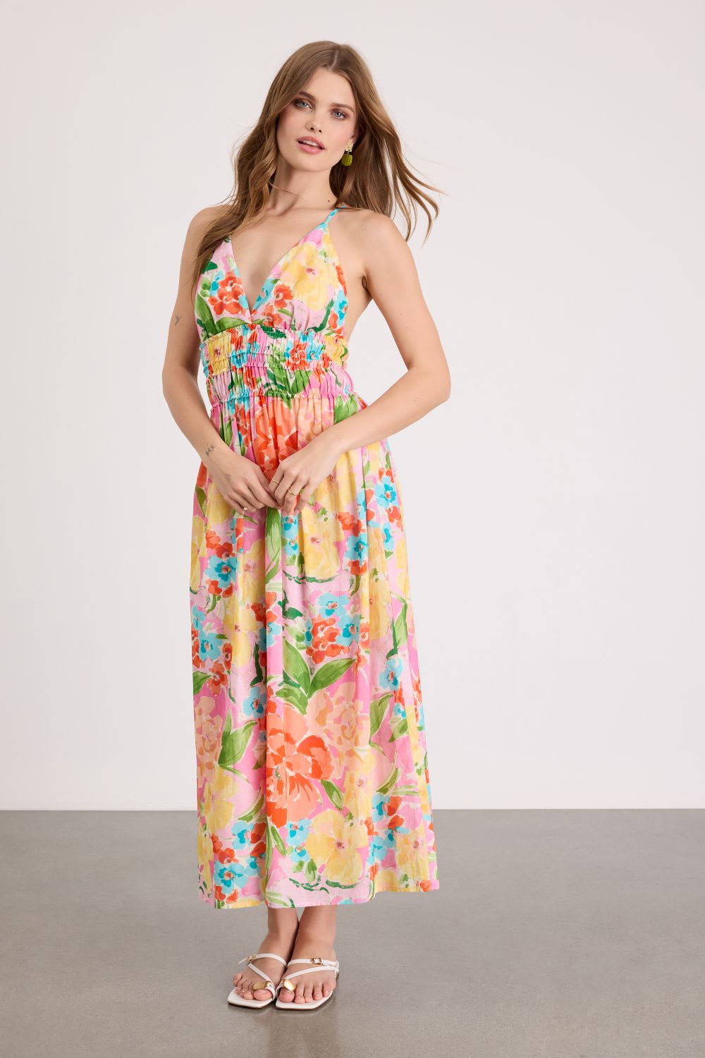 floral backless midi dresss
