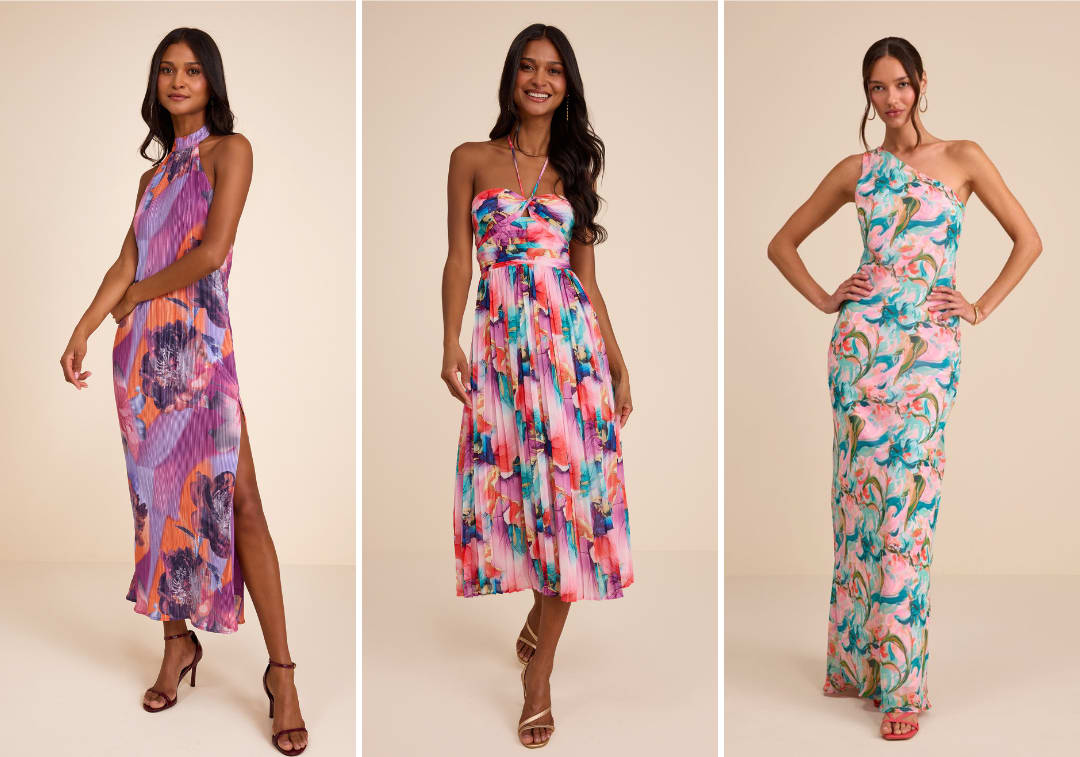 bold prnt wedding guest dresses