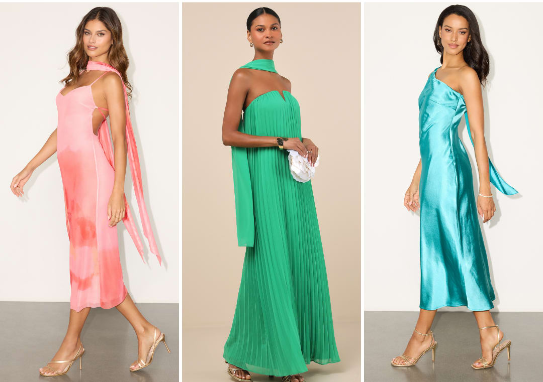scarf sash dresses for wedding guests