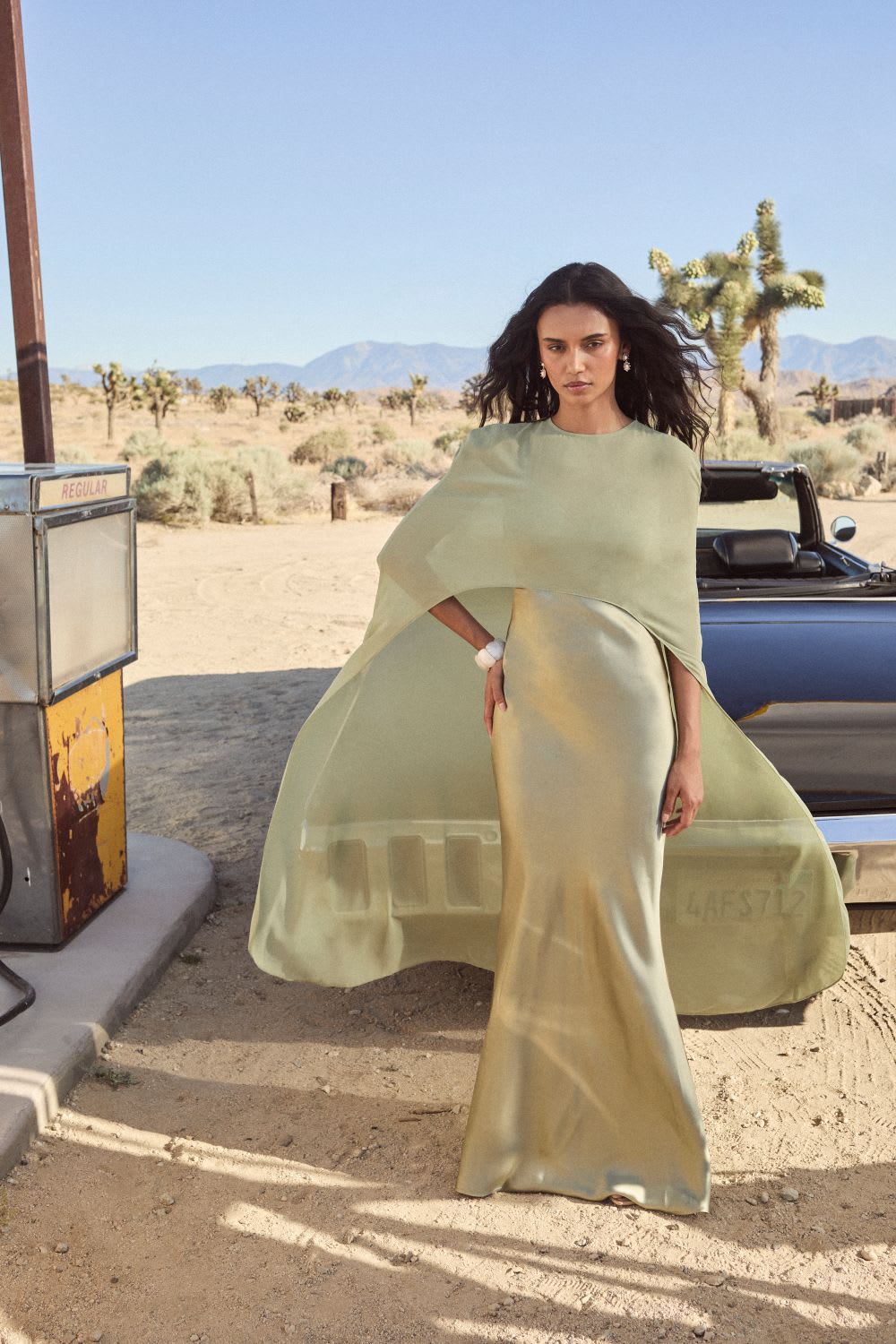 sheer cape wedding guest dress
