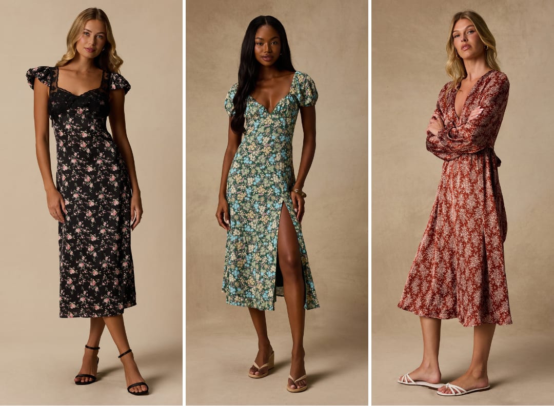 casual floral wedding guest dresses