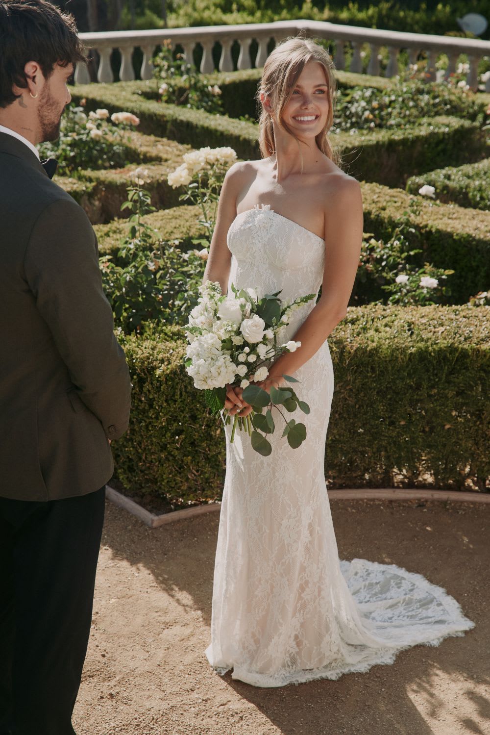 strapless lace wedding dress