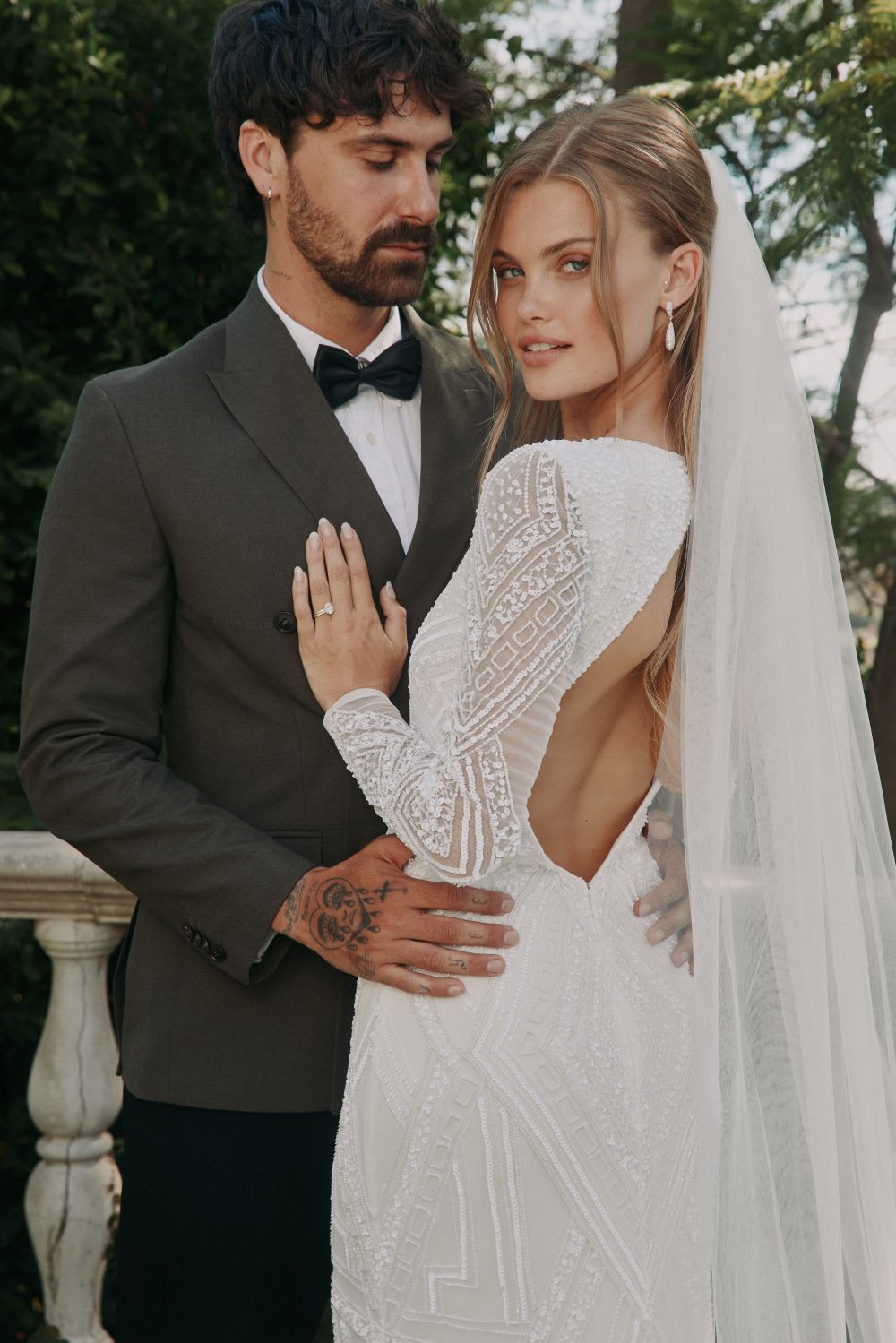 sequin long sleeve wedding dress