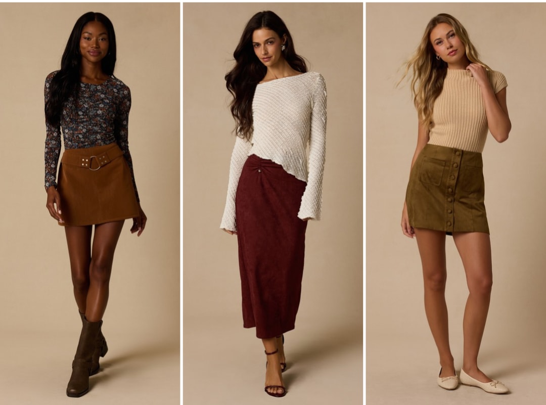 suede skirt outfits