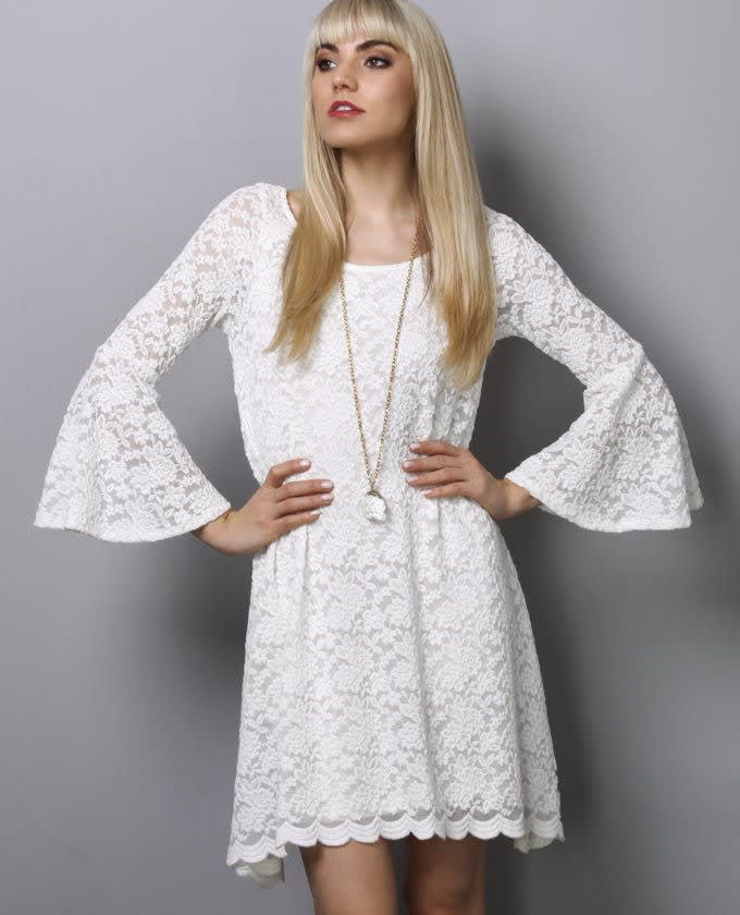 70s style white dress