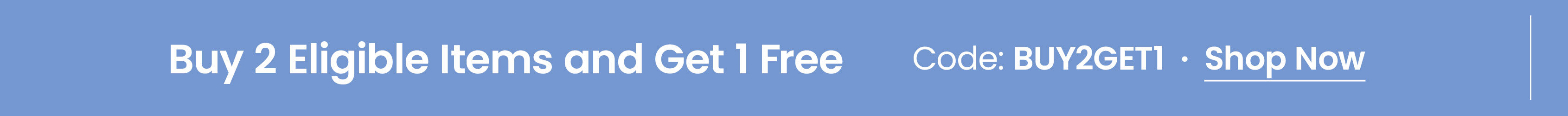 Buy 2 Get 1 Free Sale with code BUY2GET1