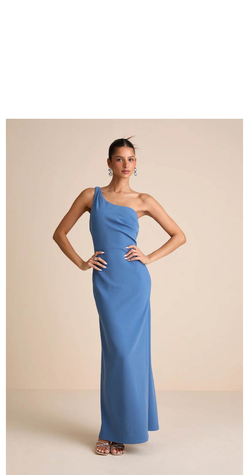 Maevyn Blue Cowl Back Column Maxi Dress
