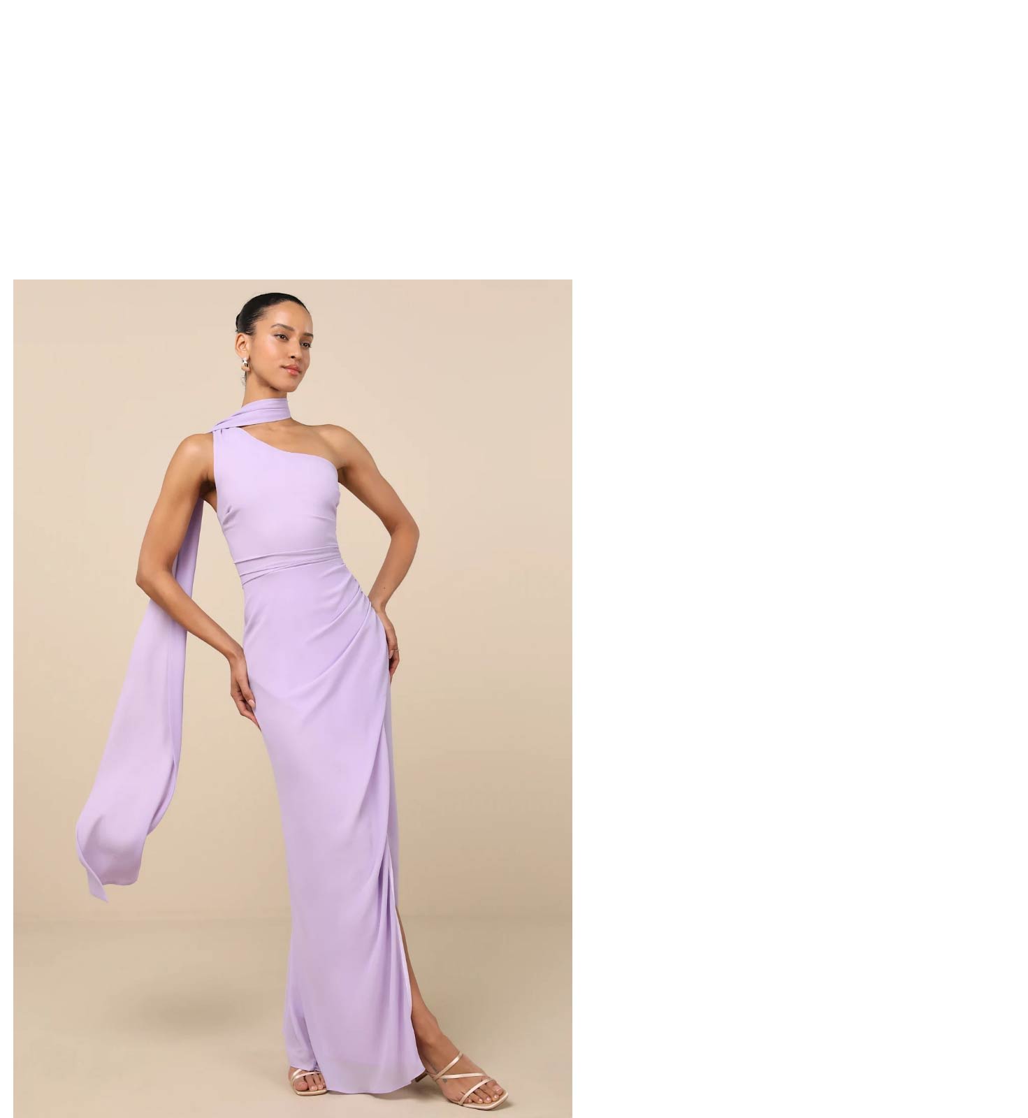 Adeline Lavender One-Shoulder Scarf Maxi Dress