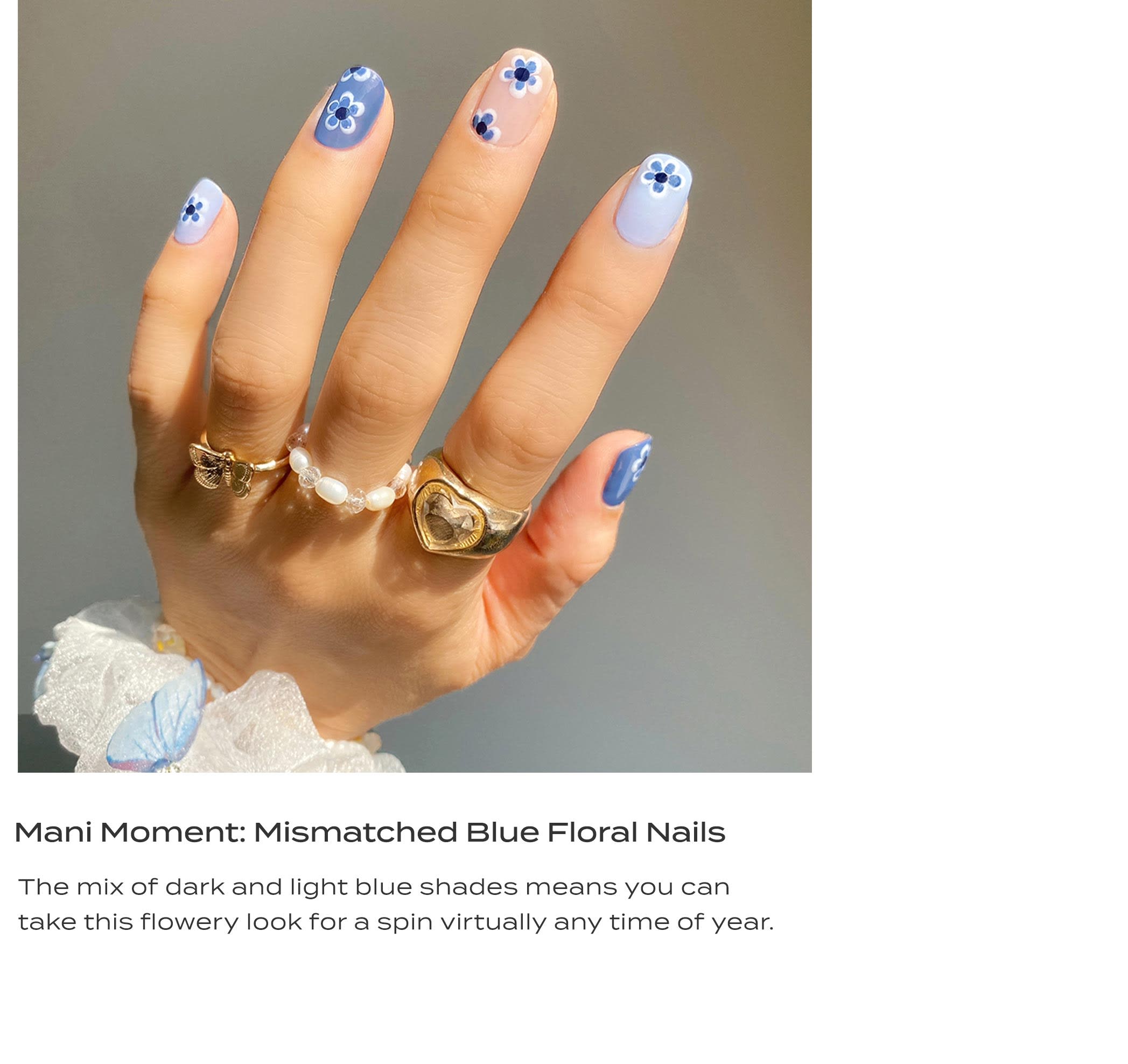 Blue On Blue Flower Nail Art Designs Lulus Com Fashion Blog