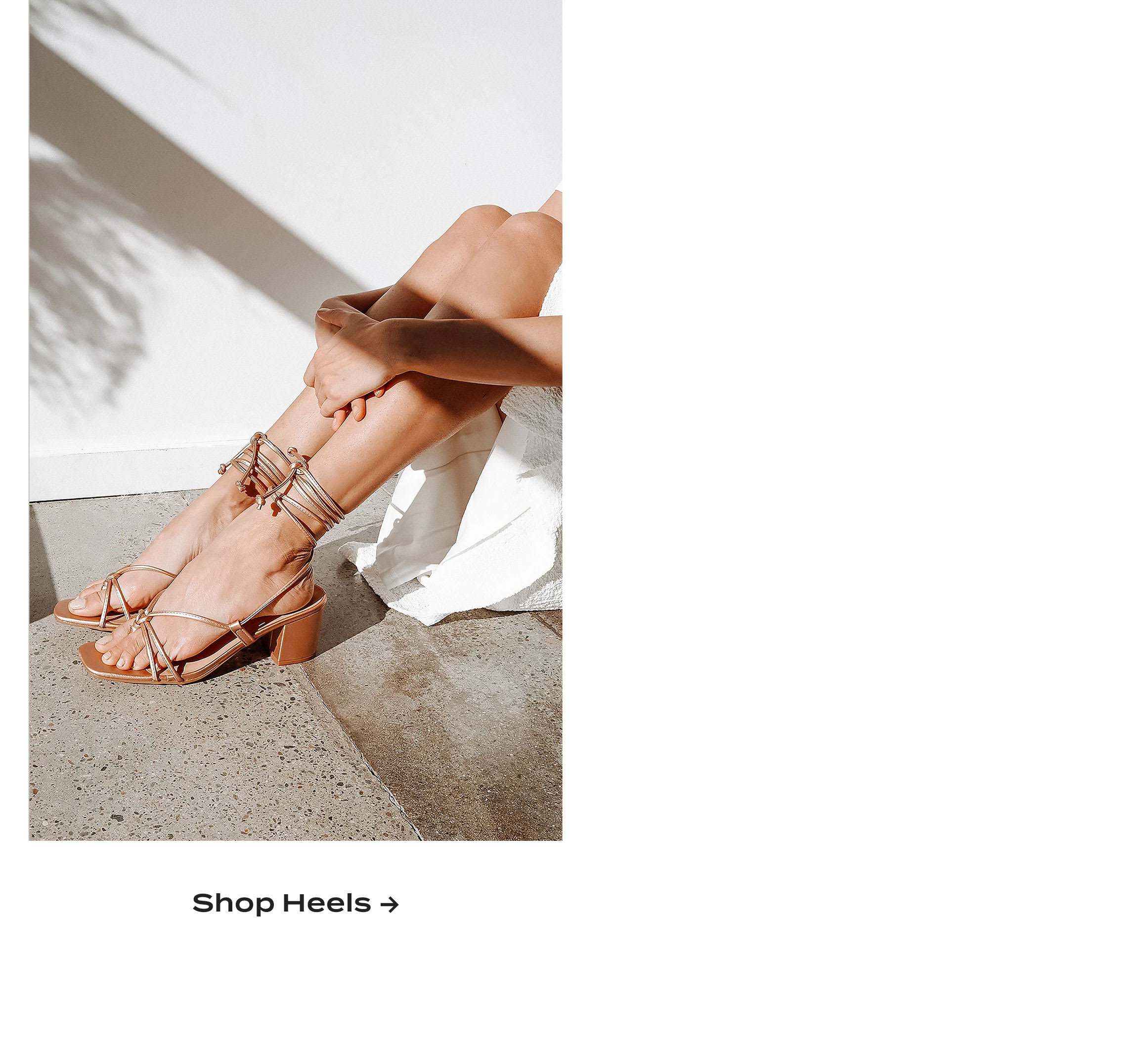 Model wearing brown lace-up heels