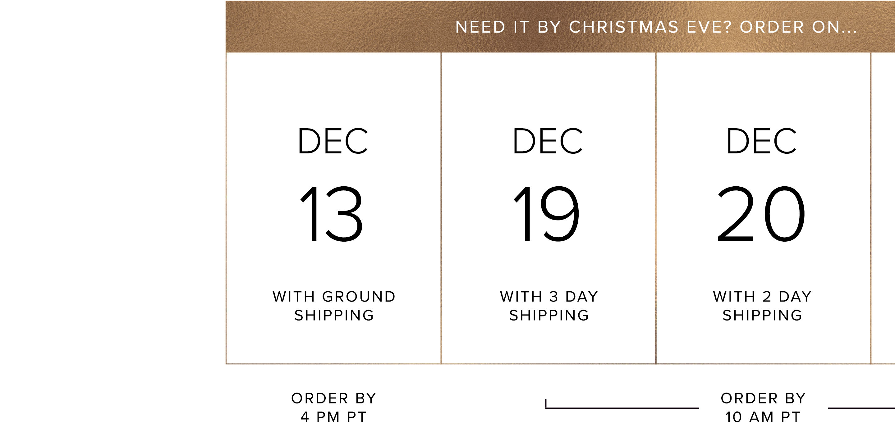 first 4 figures shipping calendar