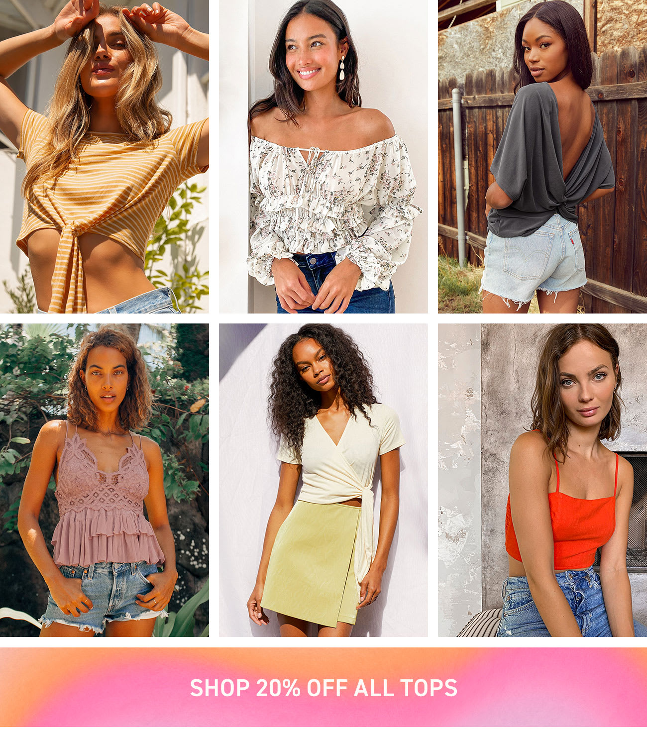 shop 20% off all tops