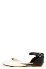 Bamboo Object 02 White and Black D'Orsay Pointed Flats at Lulus.com!