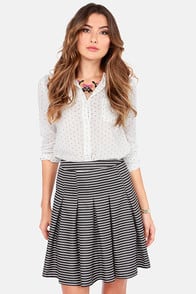 Don't Miss a Pleat White and Black Striped Skirt at Lulus.com!