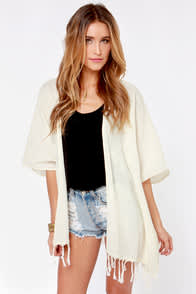 Billabong Whisper With Me Cream Kimono Top at Lulus.com!