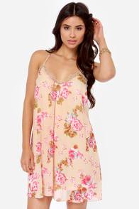 Ladylike You a Lot Beige Floral Print Dress  at Lulus.com!