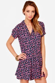 Lucca Couture Budding Out Pink Floral Print Romper  at Lulus.com!