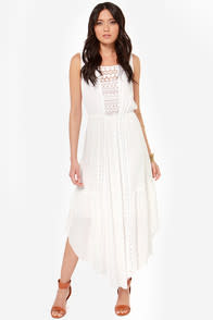 Lace in the Sun Ivory Maxi Dress  at Lulus.com!