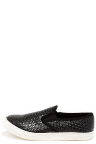 Mia Corklynn Black Basket Weave Slip-On Sneakers at Lulus.com!