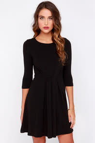 Pleat in the Middle Black Skater Dress at Lulus.com!
