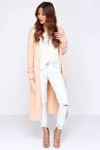 Living For Leisure Peach Cardigan Sweater at Lulus.com!