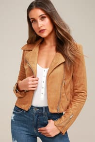 Suede with Love Tan Suede Moto Jacket at Lulus.com!