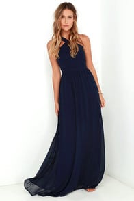 Air of Romance Navy Blue Maxi Dress at Lulus.com!