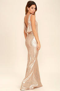 Slink and Wink Matte Rose Gold Sequin Maxi Dress at Lulus.com!