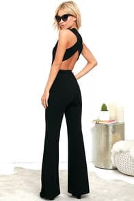 THINKING OUT LOUD BLACK BACKLESS JUMPSUIT at Lulus.com!