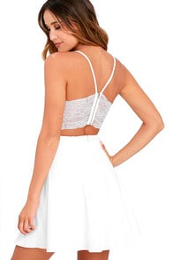 Perfect Evening Ivory Lace Skater Dress at Lulus.com!