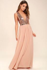 Elegant Encounter Rose Gold Sequin Maxi Dress at Lulus.com!