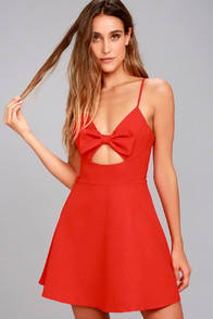 Better Bow-lieve It Red Skater Dress at Lulus.com!