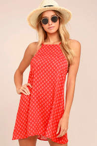 Abracadabra Red Print Shift Dress at Lulus.com!
