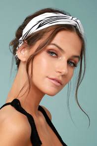 Away to Aruba Black and White Striped Headband at Lulus.com!