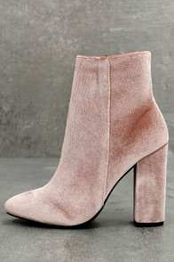 ROONEY BLUSH VELVET HIGH HEEL ANKLE BOOTIES at Lulus.com!