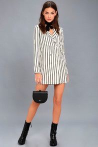 Blazin Black and White Striped Long Sleeve Dress at Lulus.com!