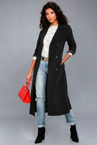 WORKDAY RUNWAY BLACK TRENCH COAT at Lulus.com!